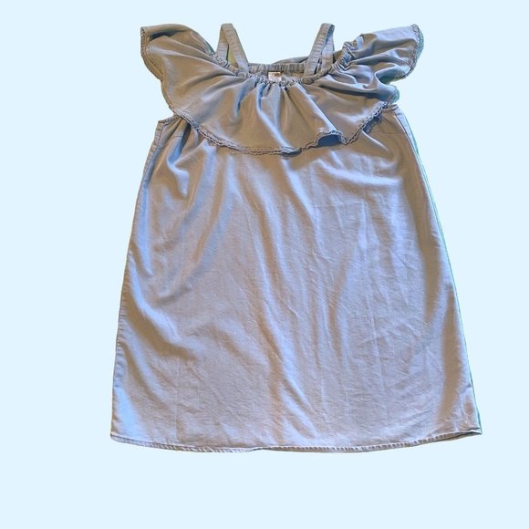 14W OX Blue Chambray Terra & Sky Women's Plus Off Shoulder Ruffle Neck - Picture 2 of 11